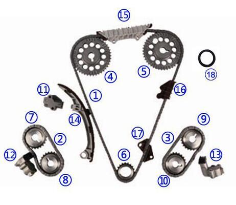 Plastic PA66 / PA46 Timing Chain Kit For INFINITI  I30 VQ30DE V6 3.0L 2988cc 96-02