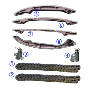 Kit de cadeia de tempo PA66 / PA46 de plástico para INFINITI QX56 VK56DE V8 5.6L 5552cc 04-06